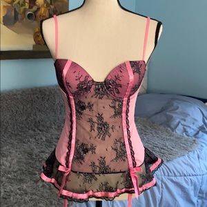 Victoria’s Secret pink and black babydoll corset